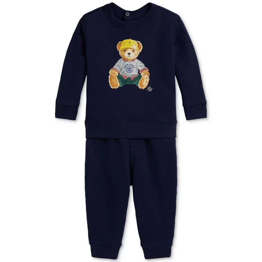 NWT Ralph Lauren BABY BOYS 12 MOS SWEATER JOGGER SET FLEECE BEAR